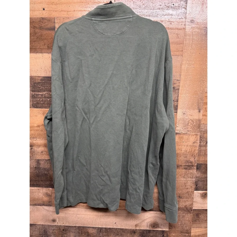Polo Ralph Lauren Mens XXL Estate Rib Quarter Zip Pullover Sage Green Orange